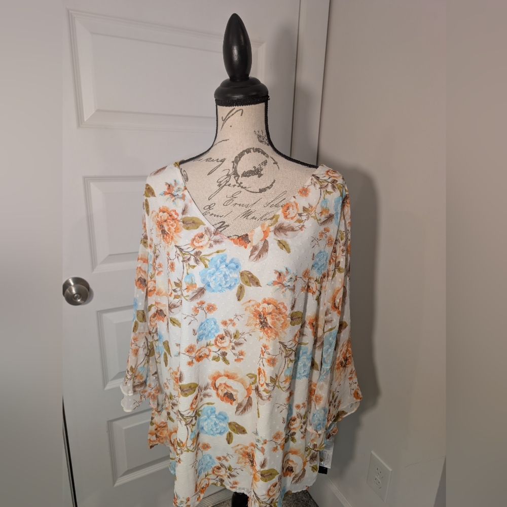 Sara Michelle Floral Print Women's Top Size 2X